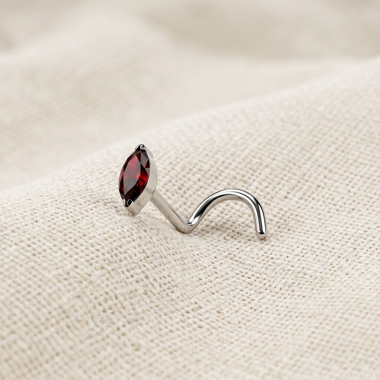 Titanium Marquise CZ Nose Screw Ring