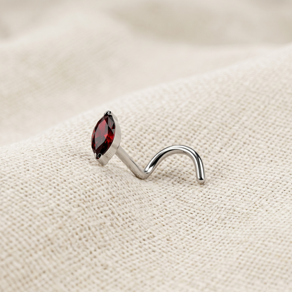 Titanium Marquise CZ Nose Screw Ring