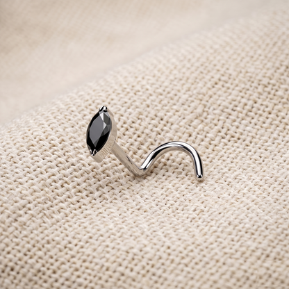 Titanium Marquise CZ Nose Screw Ring