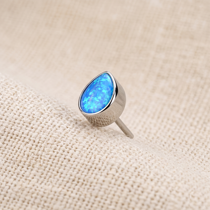Titanium Teardrop Opal Threadless Top