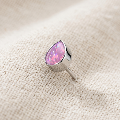 Titanium Teardrop Opal Threadless Top