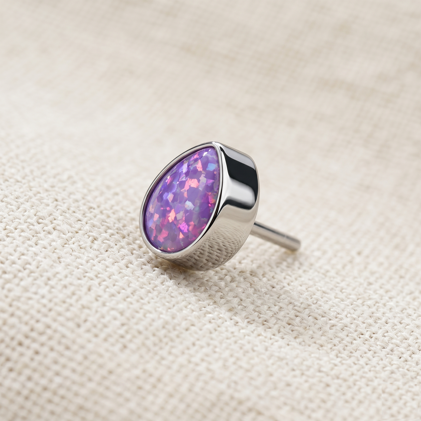 Titanium Teardrop Opal Threadless Top