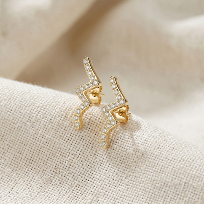 Surgical Steel Wave CZ Ear Climber Earrings 20G