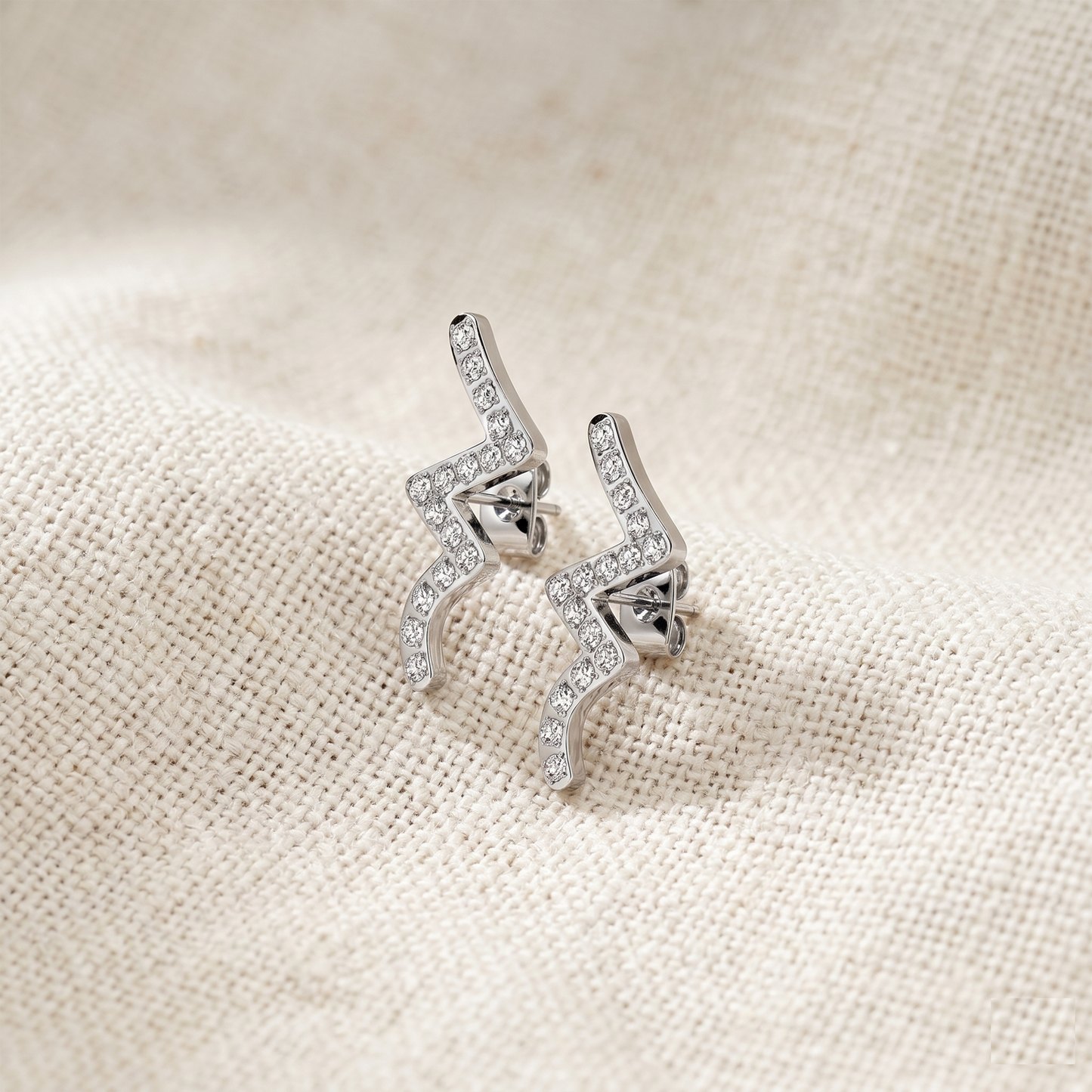 Surgical Steel Wave CZ Ear Climber Earrings 20G