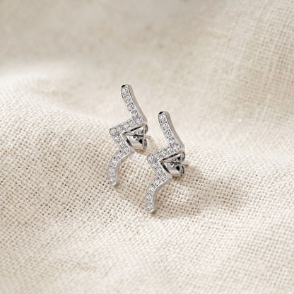 Surgical Steel Wave CZ Ear Climber Earrings 20G