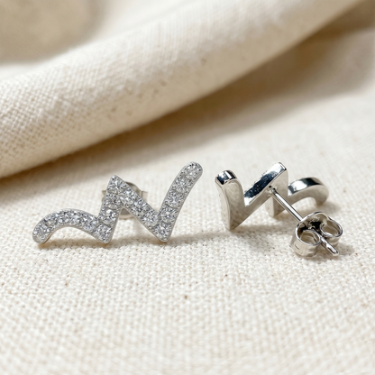 Surgical Steel Wave CZ Ear Climber Earrings 20G