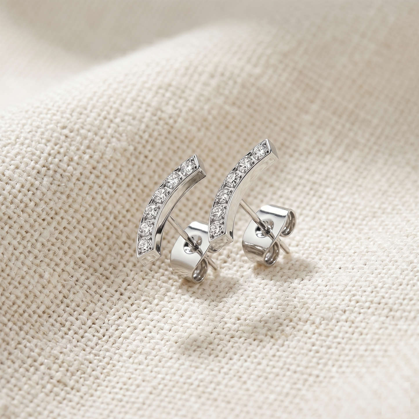 Surgical Steel Curve CZ Stud Earrings 20G