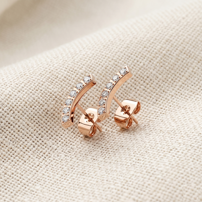 Surgical Steel Curve CZ Stud Earrings 20G