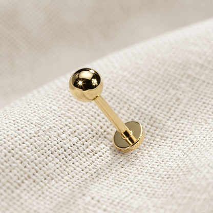Gold Titanium Round Ball Threadless Stud