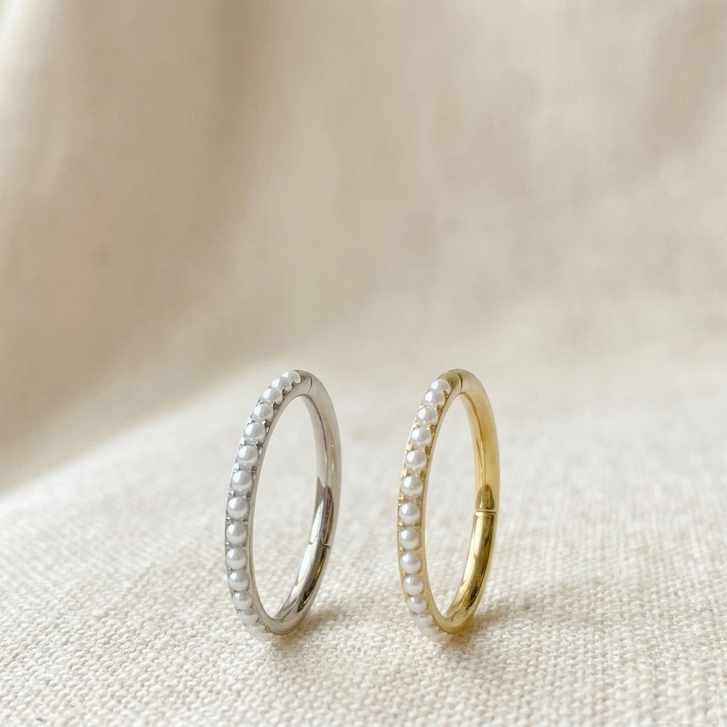 Titanium Pearls Hinged Clicker Hoop