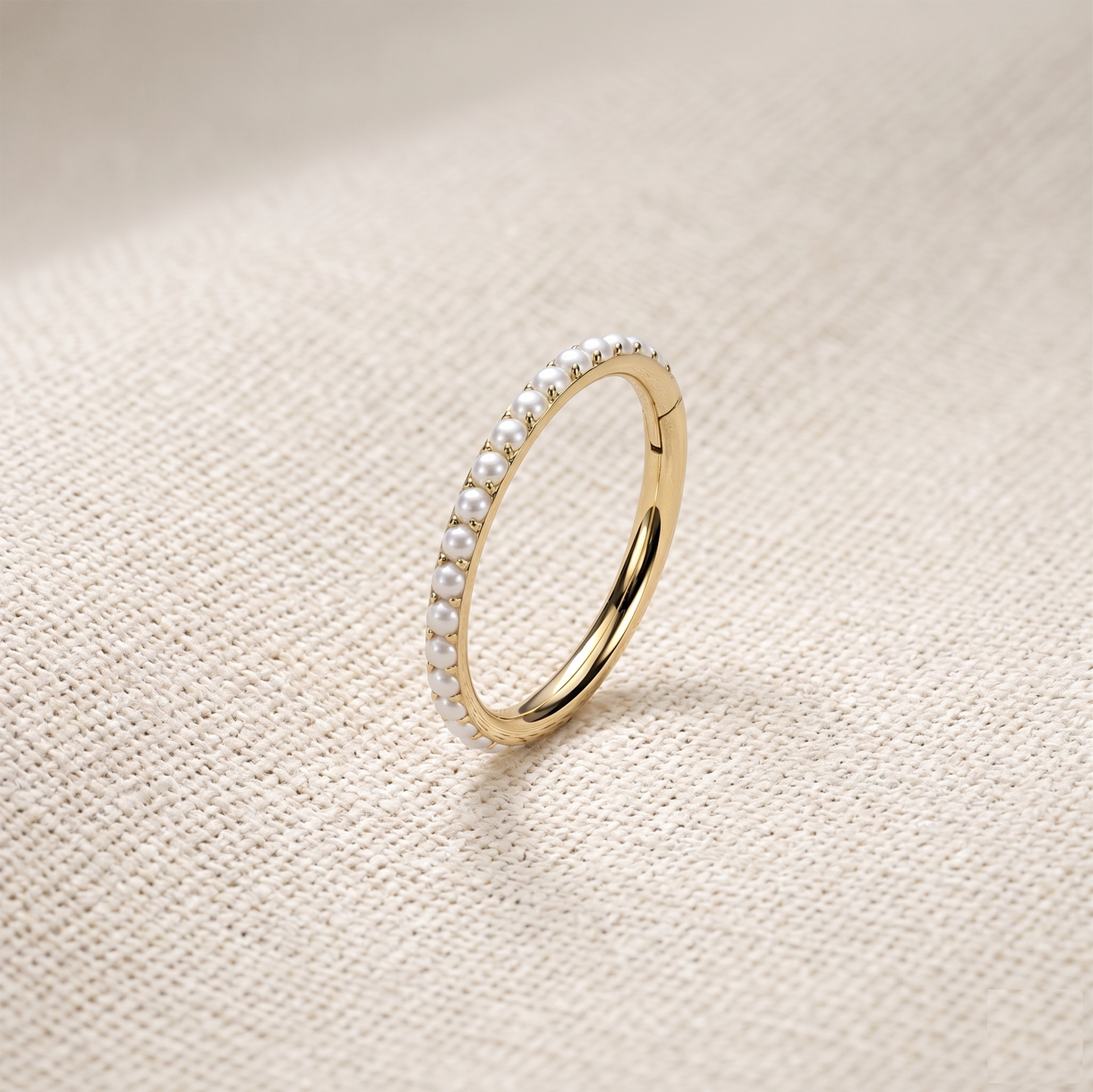 Titanium Pearls Hinged Clicker Hoop
