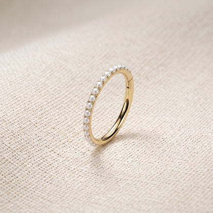 Titanium Pearls Hinged Clicker Hoop