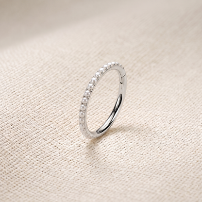 Titanium Pearls Hinged Clicker Hoop