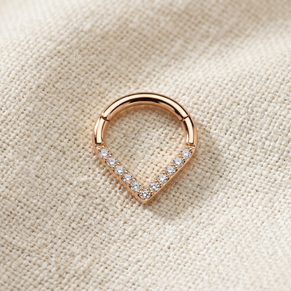 Titanium CZ Chevron Clicker Hoop 16G