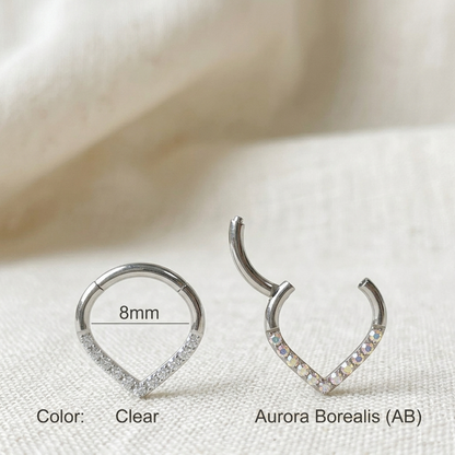 Titanium CZ Chevron Clicker Hoop 16G