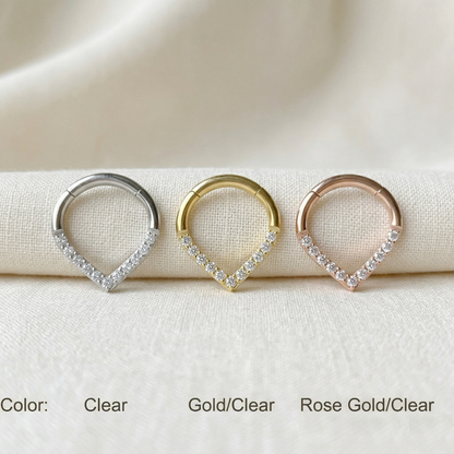Titanium CZ Chevron Clicker Hoop 16G