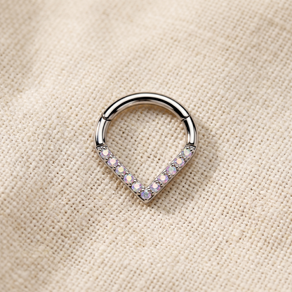 Titanium CZ Chevron Clicker Hoop 16G