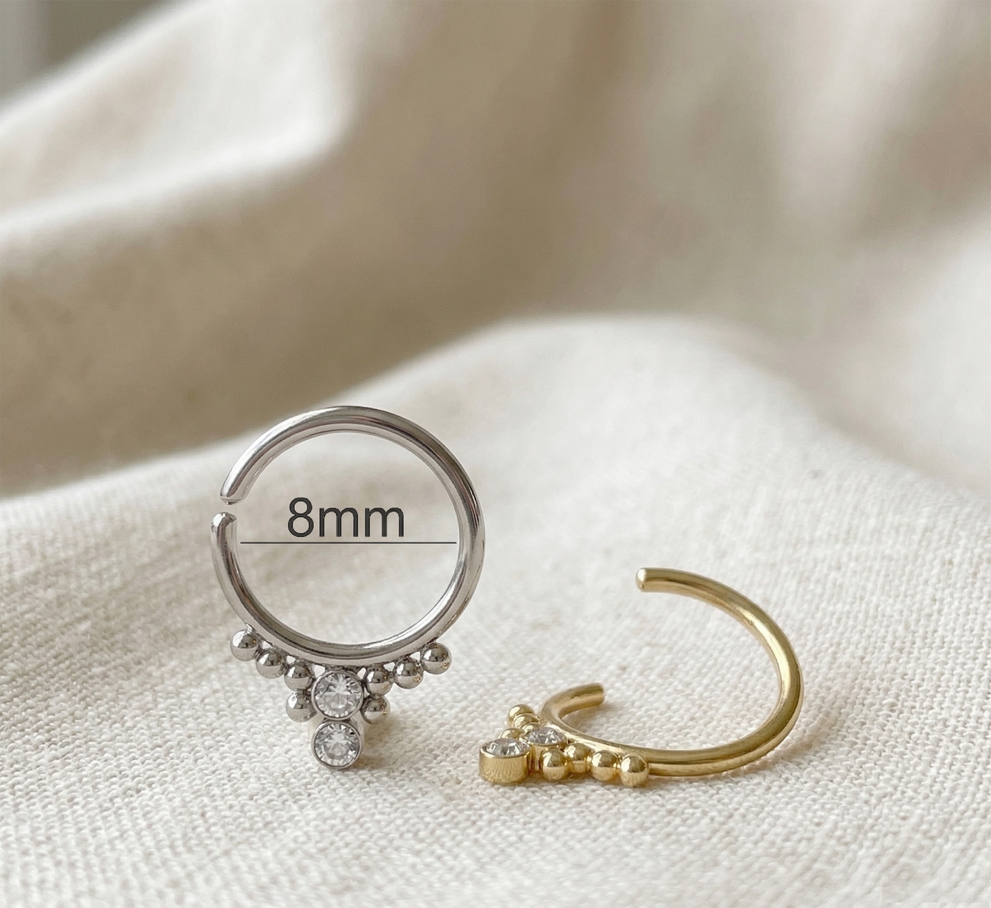 Bendable Hoop 2-CZ Cluster Beads 16G 18G