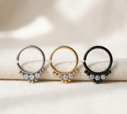 Bendable Hoop Round CZ and Beads 16G 18G