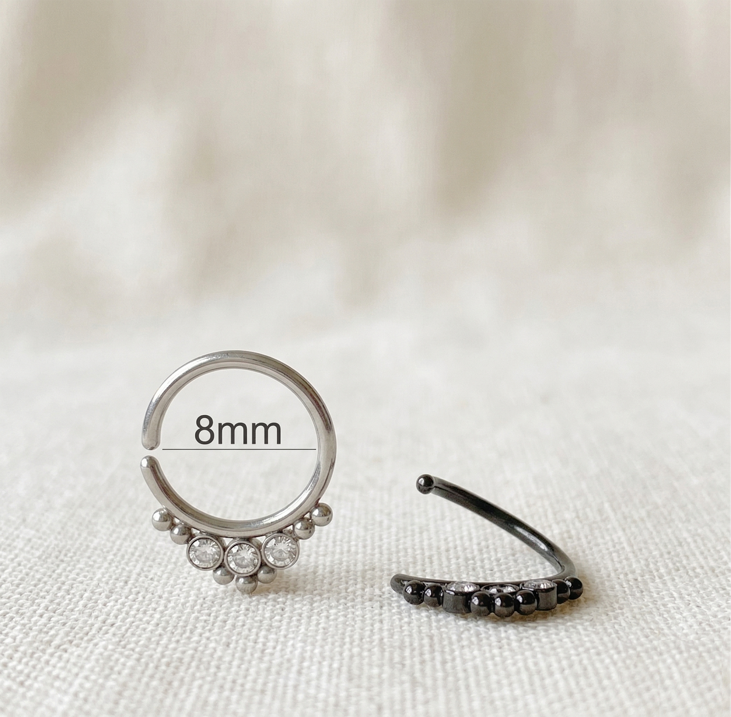 Bendable Hoop Round CZ and Beads 16G 18G