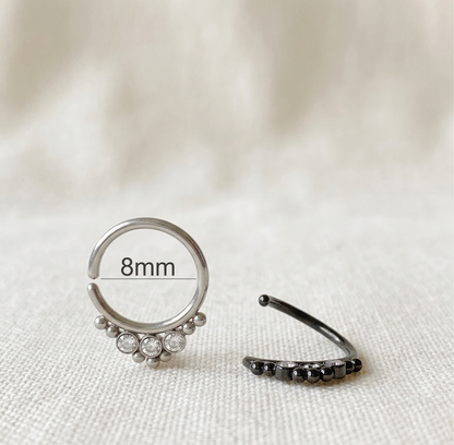 Bendable Hoop Round CZ and Beads 16G 18G