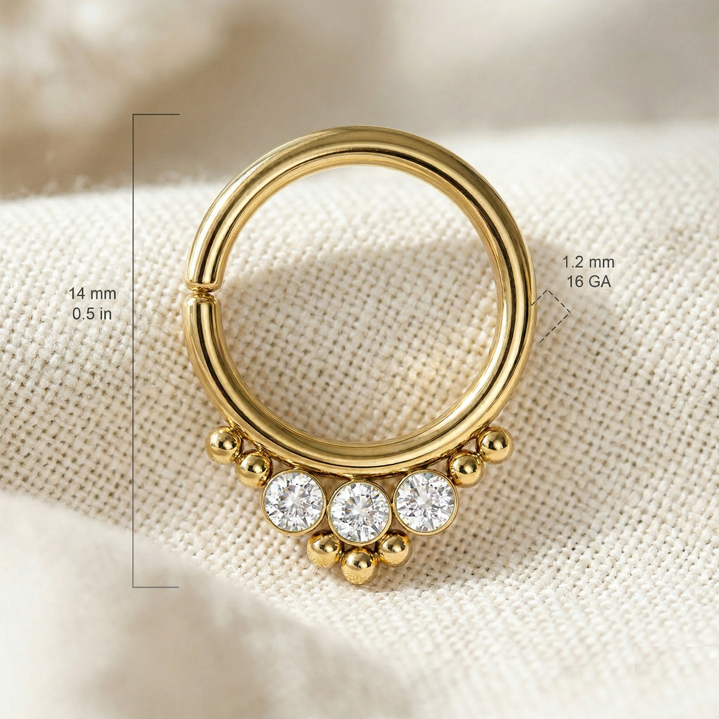 Bendable Hoop Round CZ and Beads 16G 18G