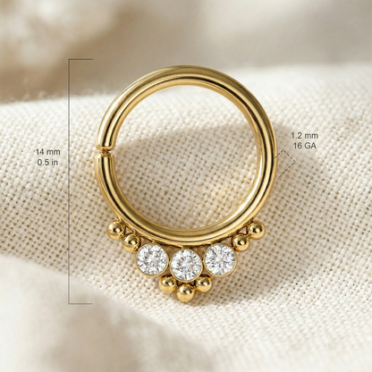 Bendable Hoop Round CZ and Beads 16G 18G