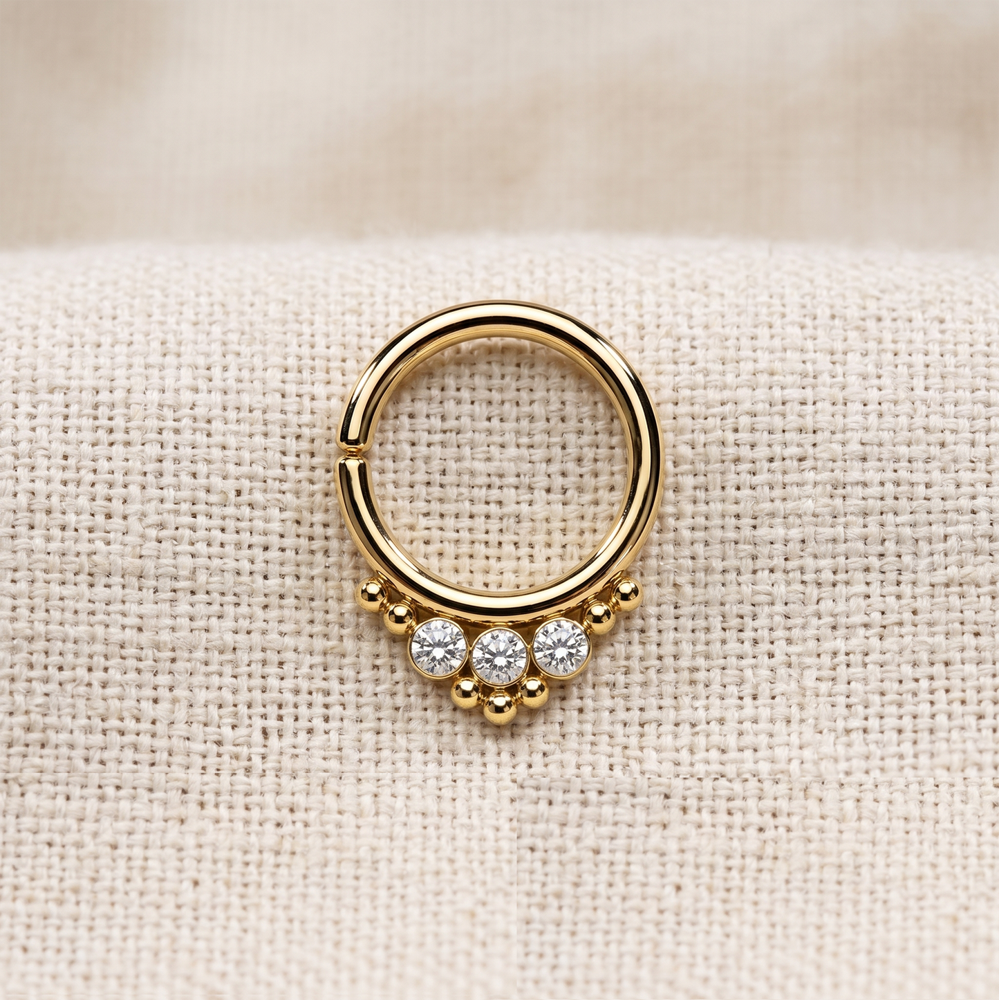 Bendable Hoop Round CZ and Beads 16G 18G