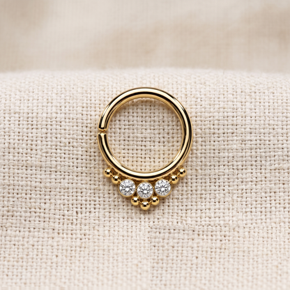 Bendable Hoop Round CZ and Beads 16G 18G