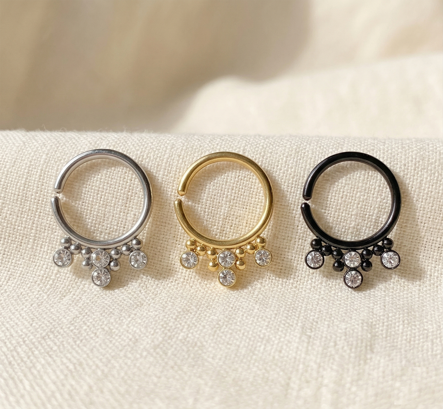 Bendable Hoop CZ and Cluster Beads 16G 18G