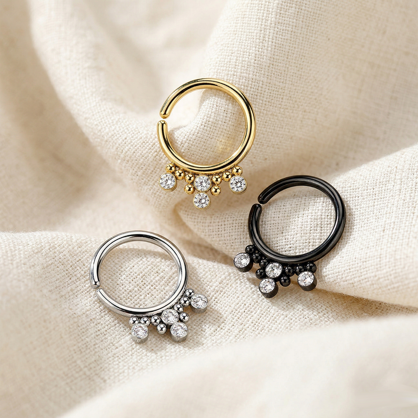 Bendable Hoop CZ and Cluster Beads 16G 18G