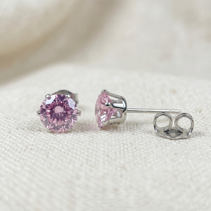 Surgical Steel Pink CZ Stud Earrings