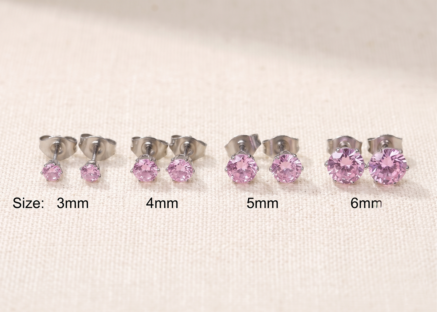 Surgical Steel Pink CZ Stud Earrings