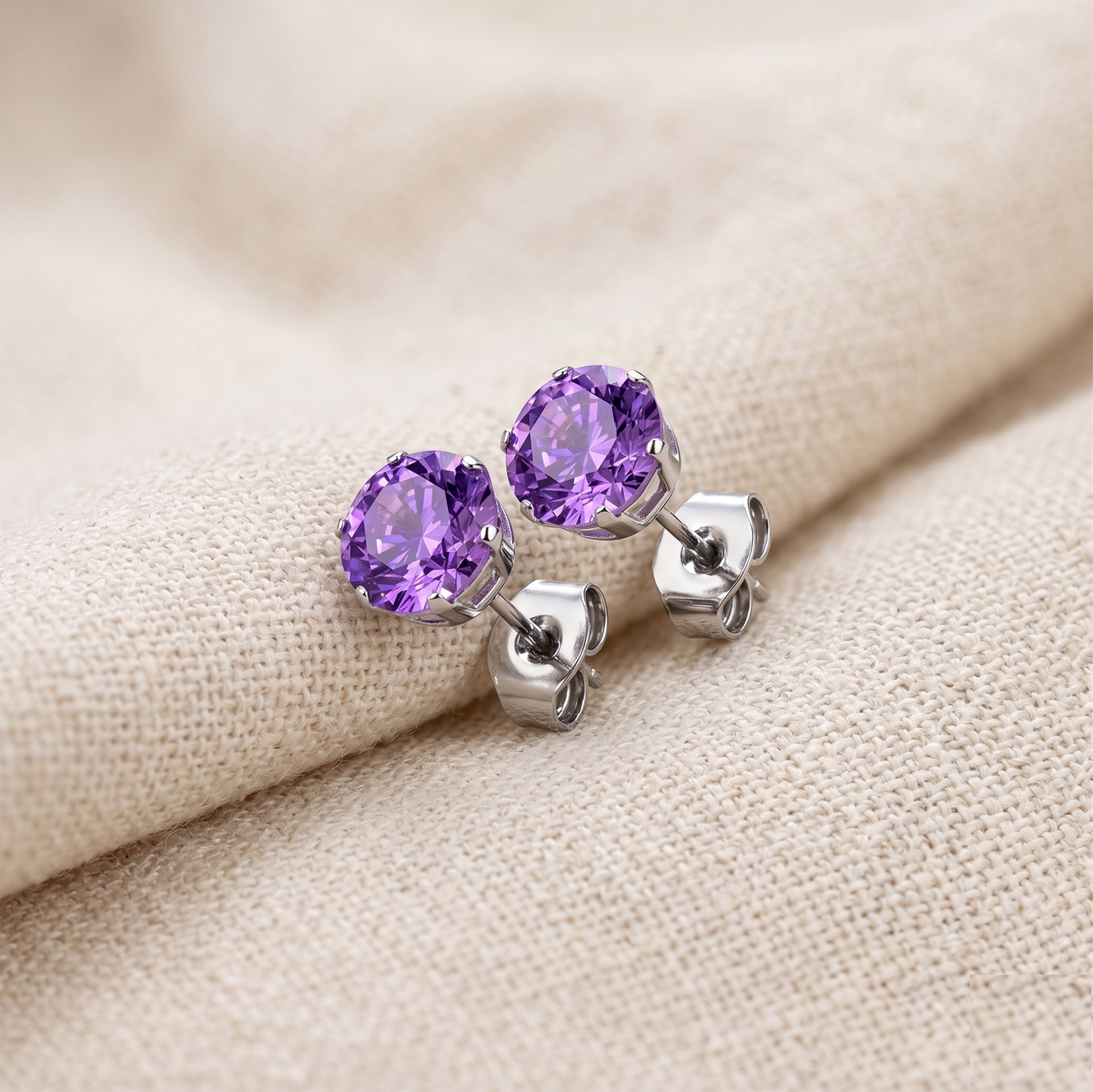 Surgical Steel Tanzanite CZ Stud Earrings