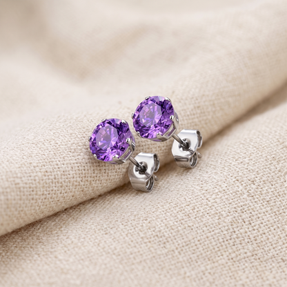 Surgical Steel Tanzanite CZ Stud Earrings