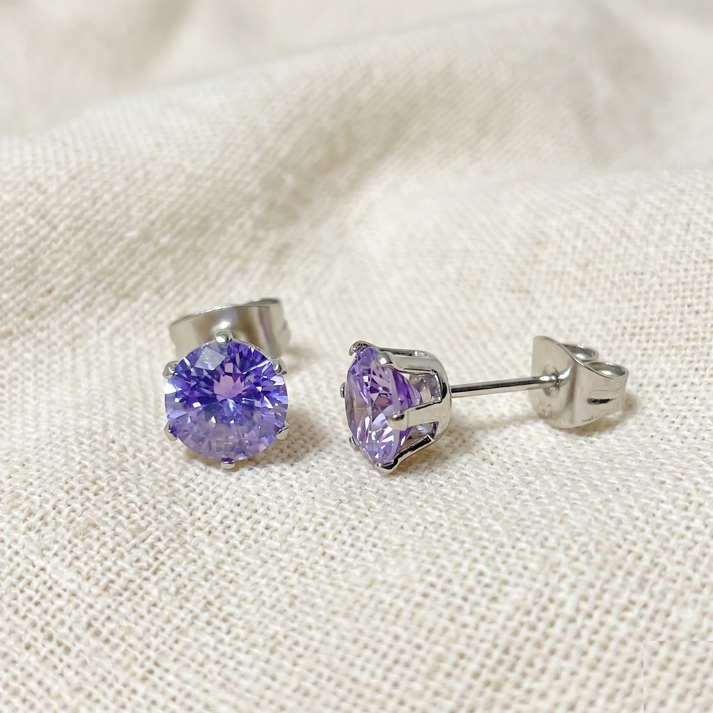 Surgical Steel Tanzanite CZ Stud Earrings
