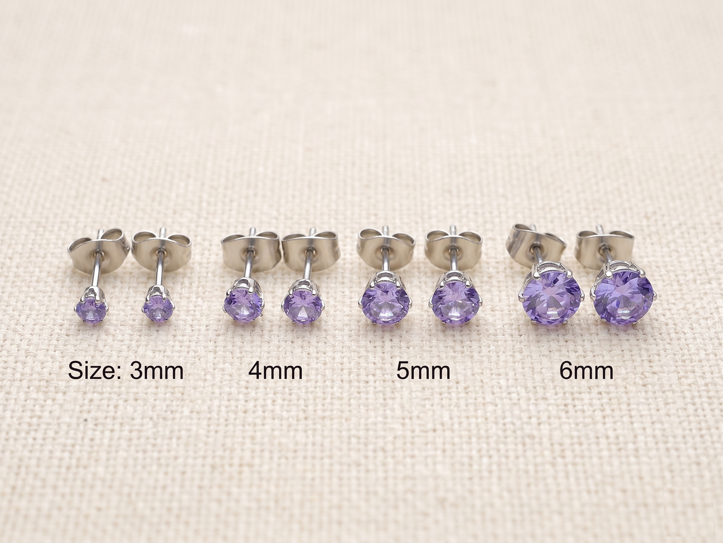 Surgical Steel Tanzanite CZ Stud Earrings