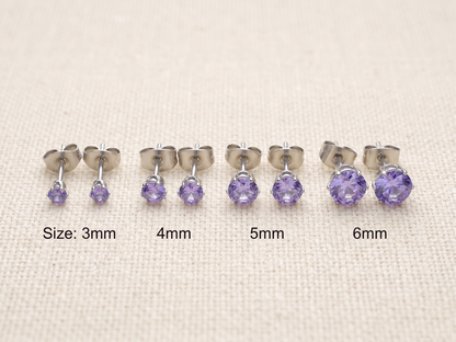 Surgical Steel Tanzanite CZ Stud Earrings