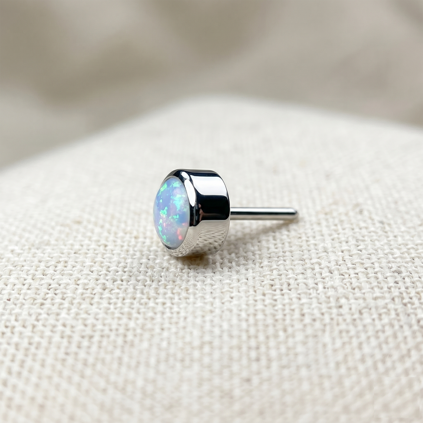 Titanium Round Opal Wide Bezel Threadless Top
