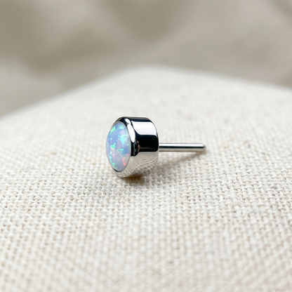 Titanium Round Opal Wide Bezel Threadless Top