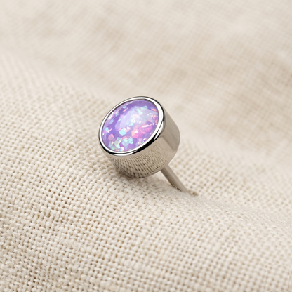 Titanium Round Opal Wide Bezel Threadless Top