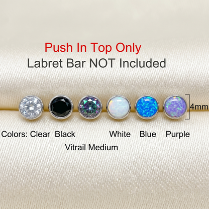 Titanium Round Opal Wide Bezel Threadless Top