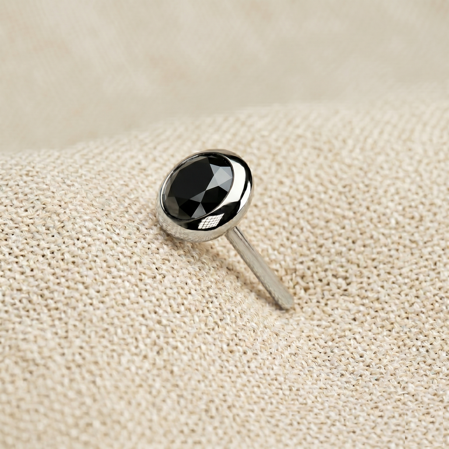 Titanium Flat Bezel CZ Threadless Top