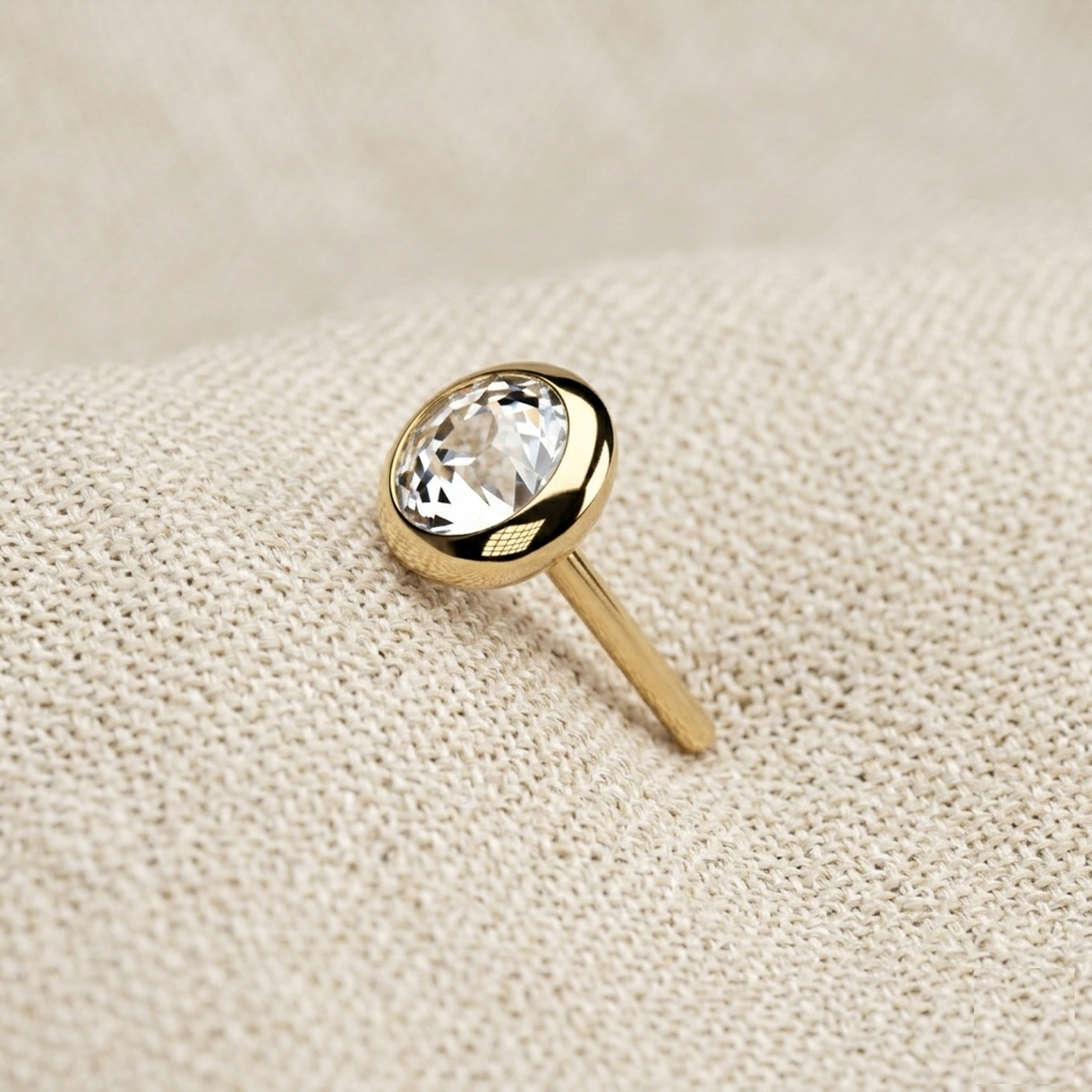 Titanium Flat Bezel CZ Threadless Top