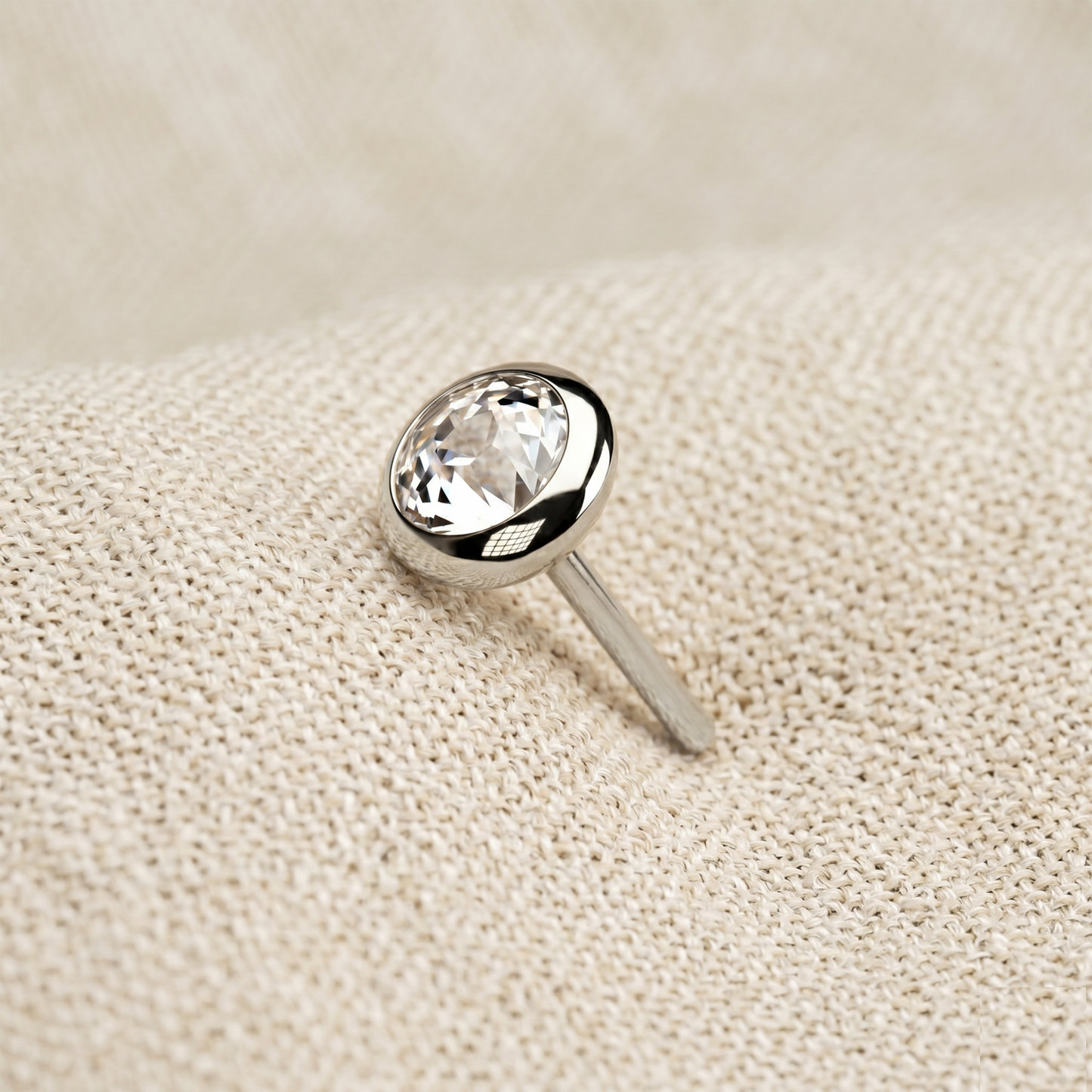 Titanium Flat Bezel CZ Threadless Top
