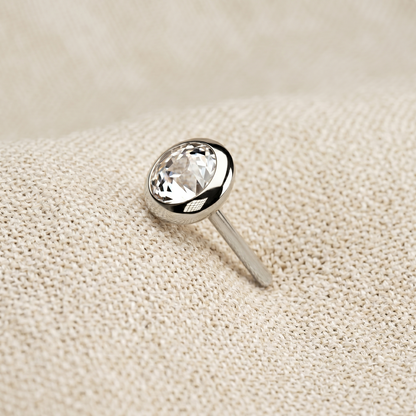 Titanium Flat Bezel CZ Threadless Top