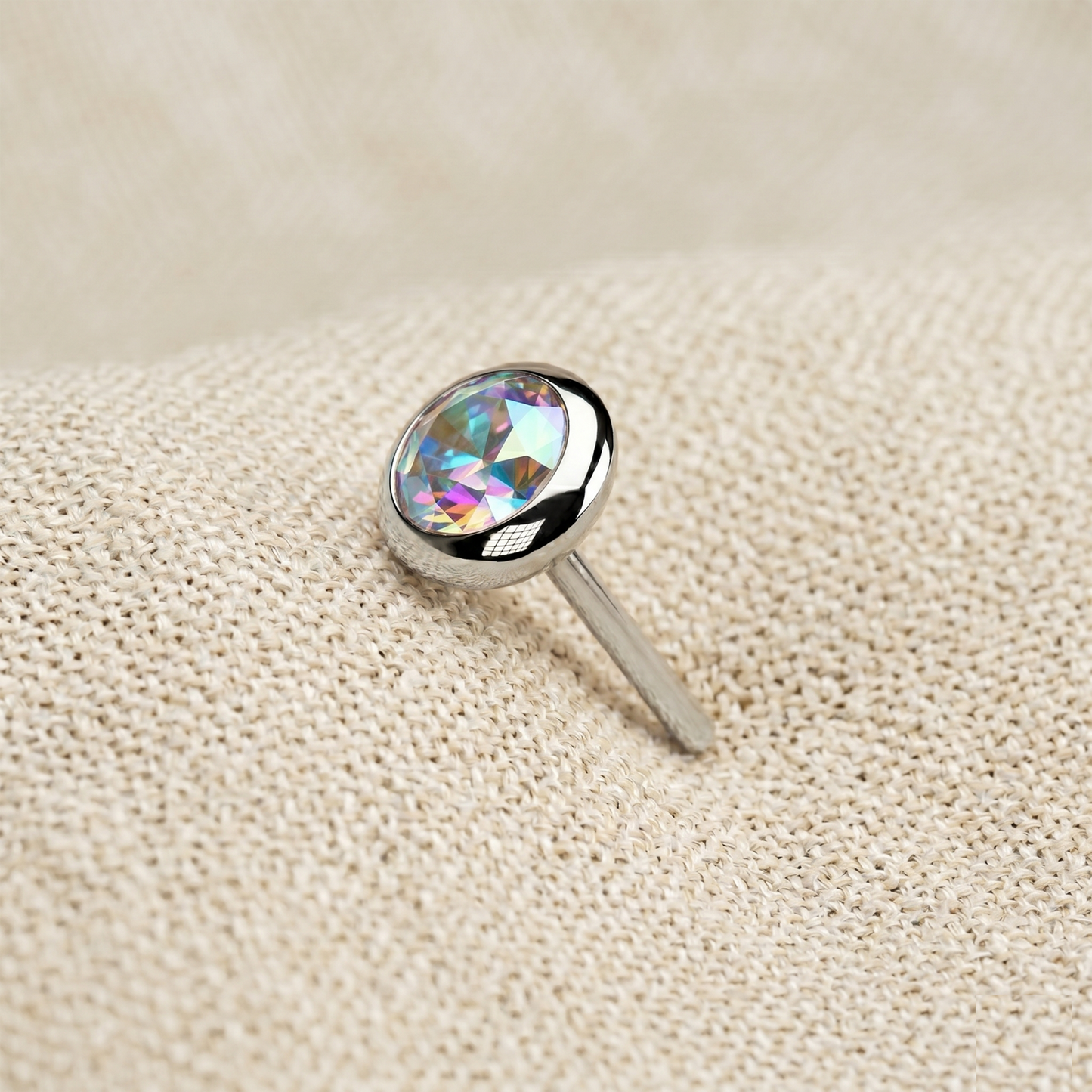 Titanium Flat Bezel CZ Threadless Top