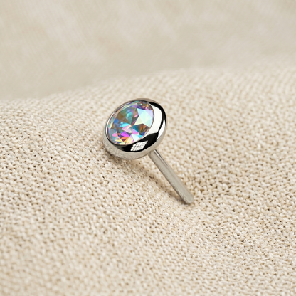 Titanium Flat Bezel CZ Threadless Top