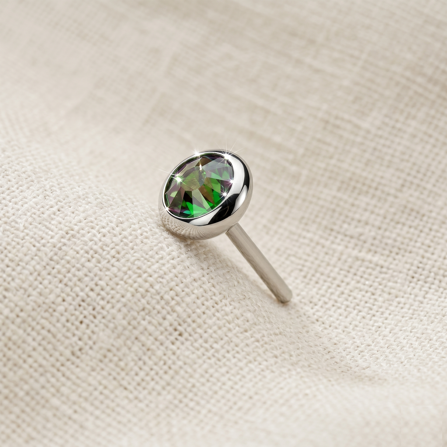 Titanium Flat Bezel CZ Threadless Top