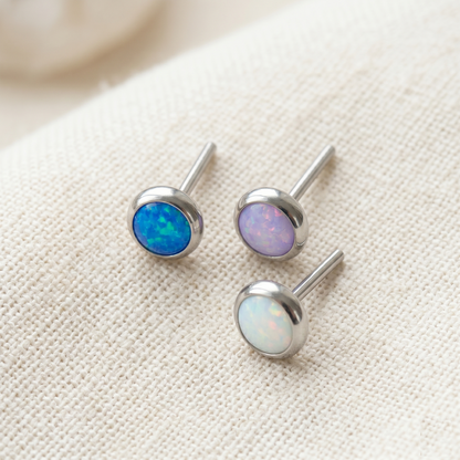 Titanium Flat Bezel Opal Threadless Top